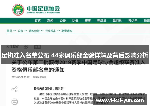 足协准入名单公布 44家俱乐部全貌详解及背后影响分析